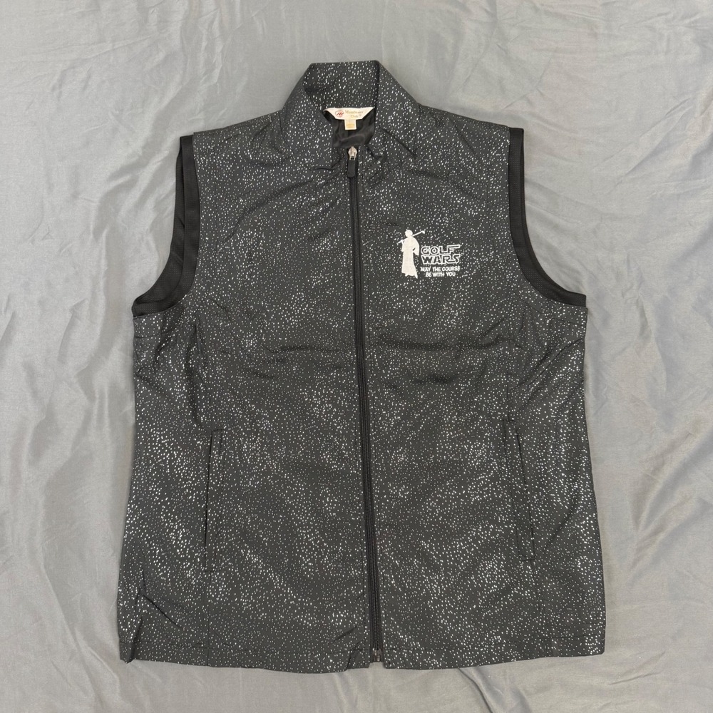 Monterey Club Womens Golf Wars Vest Black Galaxy Speckle Full Zip Large